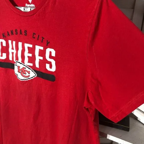 Fanatics Kansas Chiefs red white black logo cotton T-shir short sleeves Sz 4XL - Picture 4 of 5